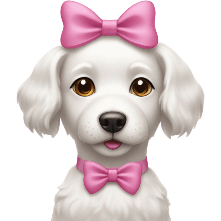 White dog with pink bow emoji