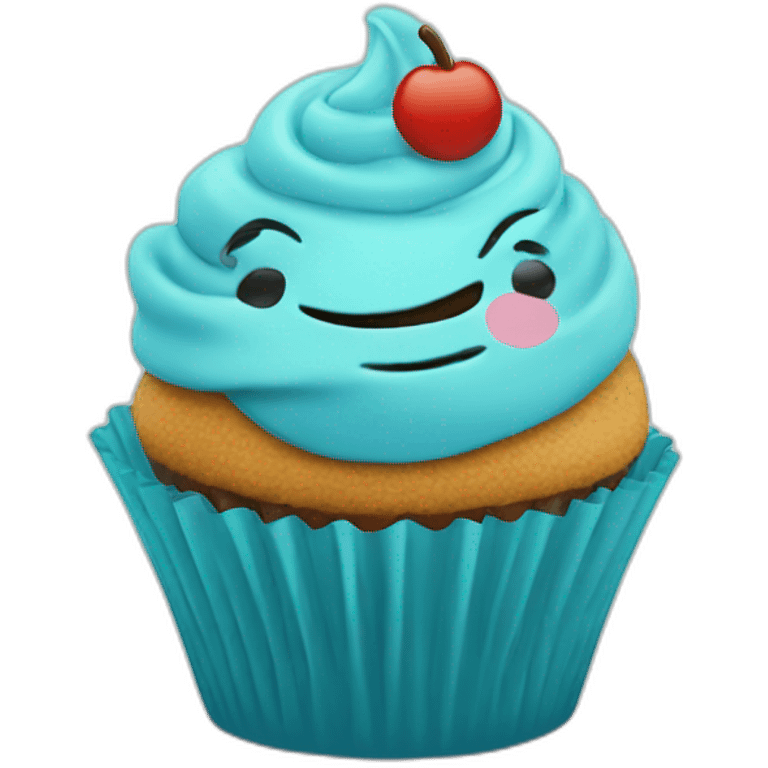 Happy Robin blue cupcake emoji