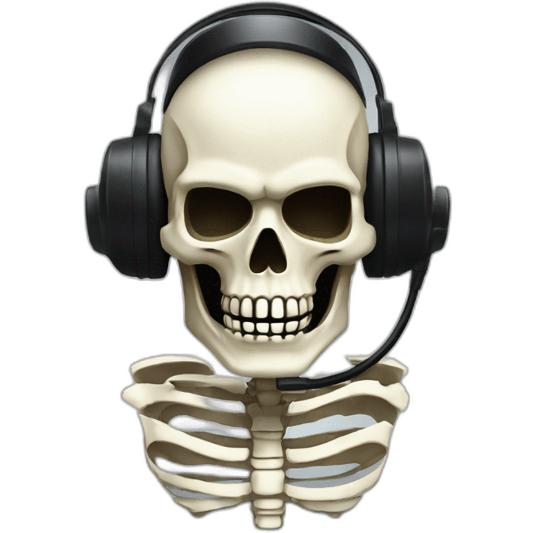 Military Skeleton mask with a long black mask underneath it and headset with a microphone emoji