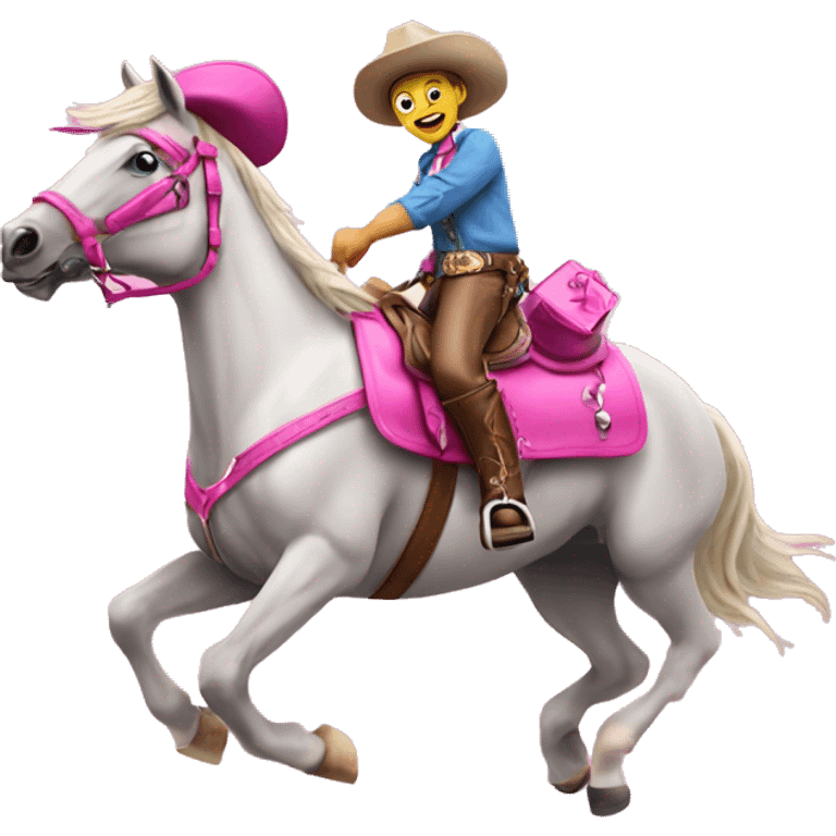 galloping horse with pink cowboy hat and pink accessories  emoji