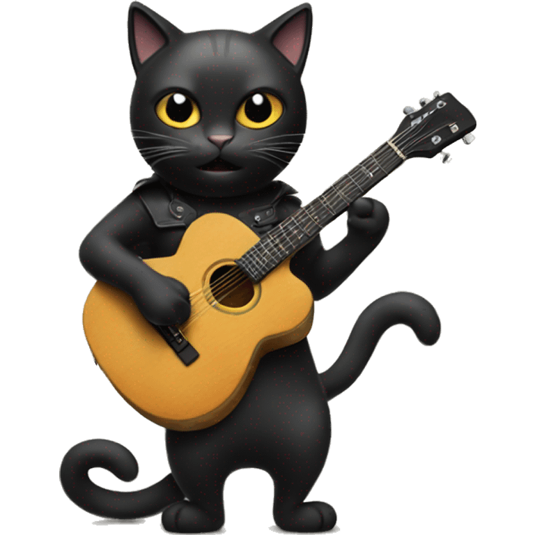 Black cat playing guitar  emoji