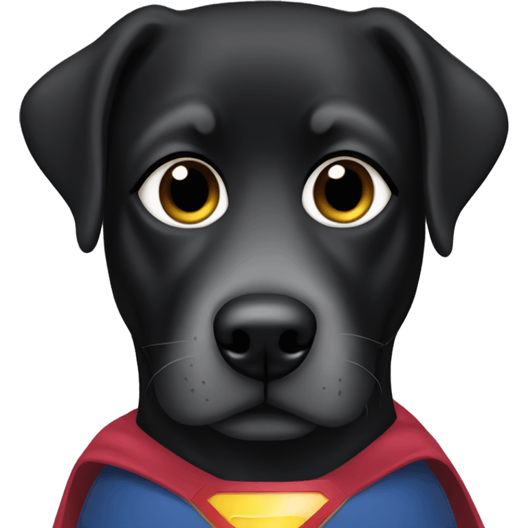 black lab wearing a superwoman mask emoji