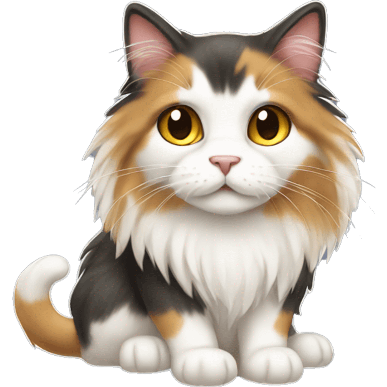 tri coloured long haired cat emoji