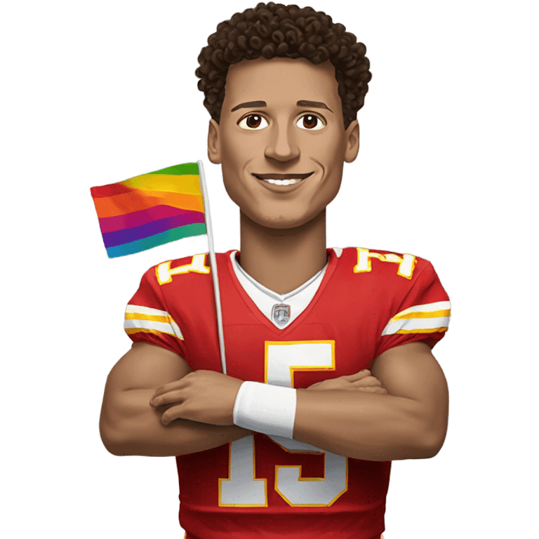 Patrick Mahomes with a pride flag emoji