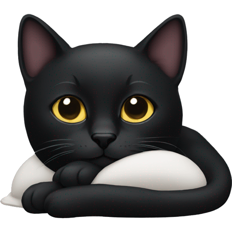 black sleep cat emoji