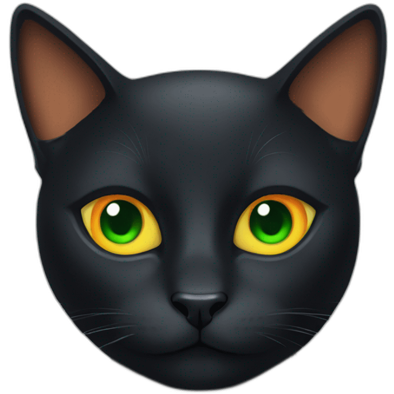 black cat with one green eye and one orange eye emoji