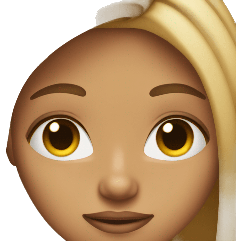 girl with ombré blonde hair tanned skin brown eyes and dig nose emoji