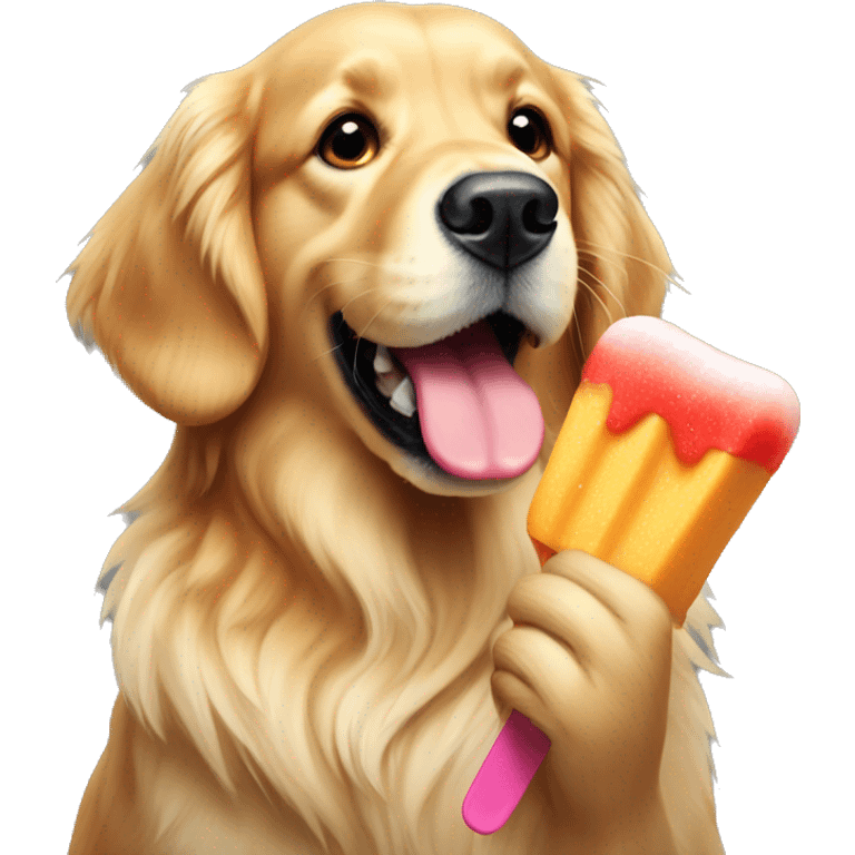 Golden retriever eating a popsicle  emoji