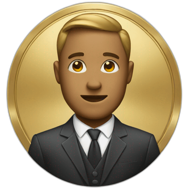 a coin wearing suit emoji