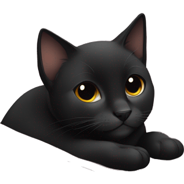 Cute black cat laying on a blanket emoji