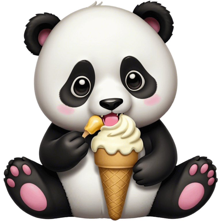 Panda eating ice cream emoji