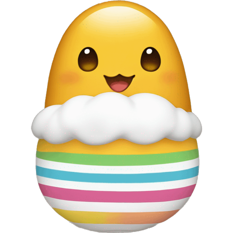 gudetama wearing a multicoloured dress  emoji