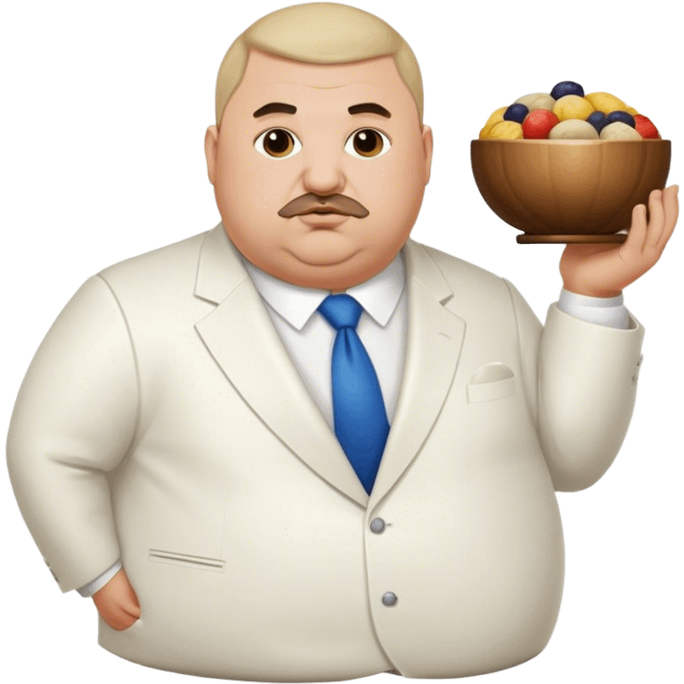 Fat Armenian oligarch with bowlcut wearing white suit emoji