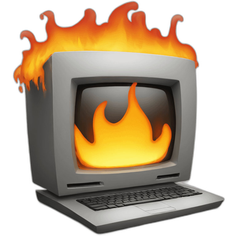 a burning computer emoji