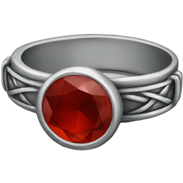 small silver red stone ring emoji