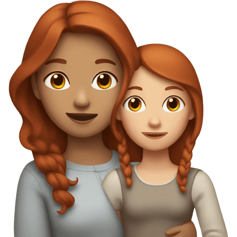 Red hair mom holding brown hair daughter emoji