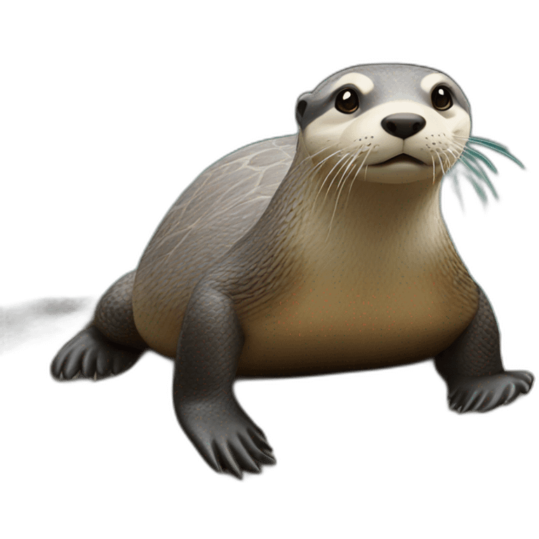 Loutre sur une tortue emoji