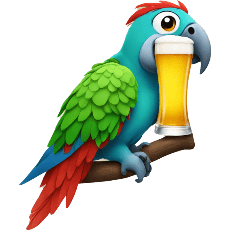 Parrot drinking beer emoji