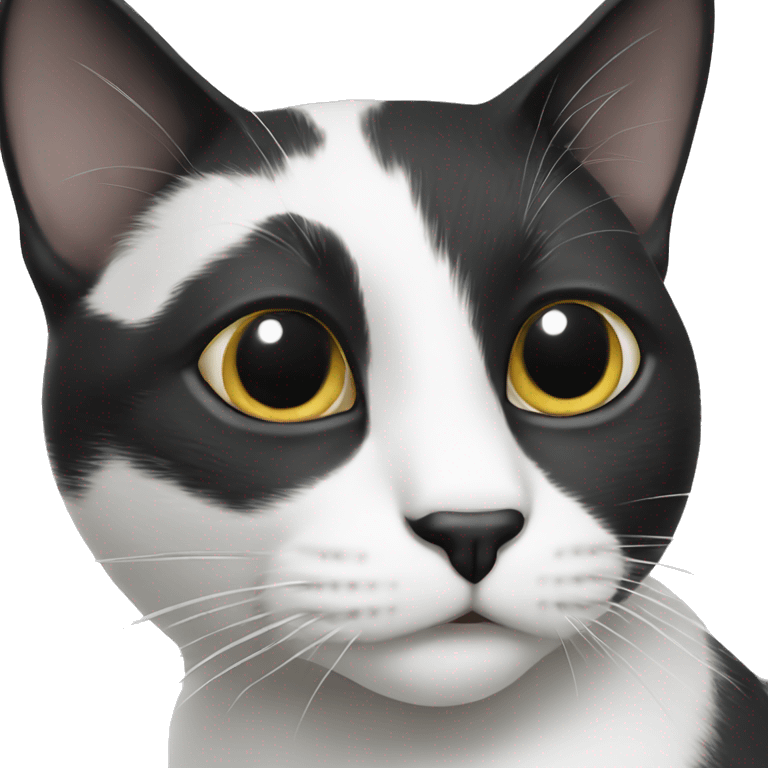 black and white cat with black chin emoji