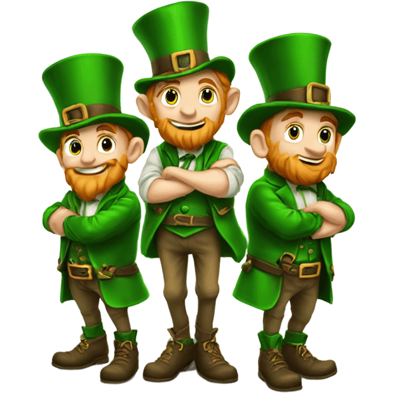 Three leprechauns standing vertical on each others shoulder’s  emoji