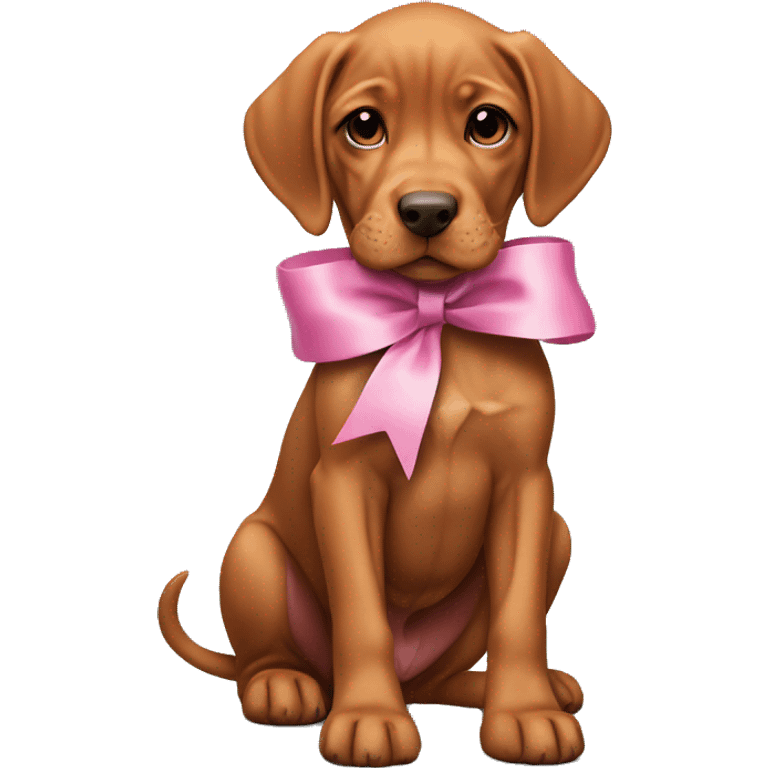 A female vizla puppy with a pink ribbon around her neck emoji