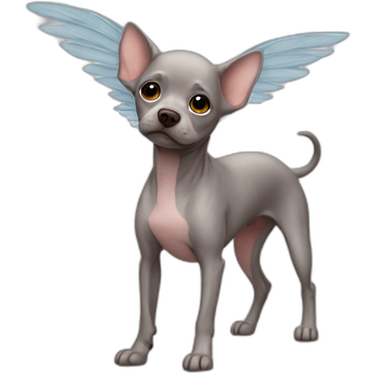 Hairless dog with wings emoji