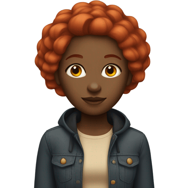 black girl with straight shoulder length red hair  emoji