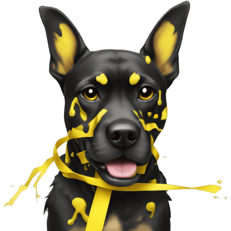 Melting punk black Graffiti dog patterns and yellow caution tape  emoji