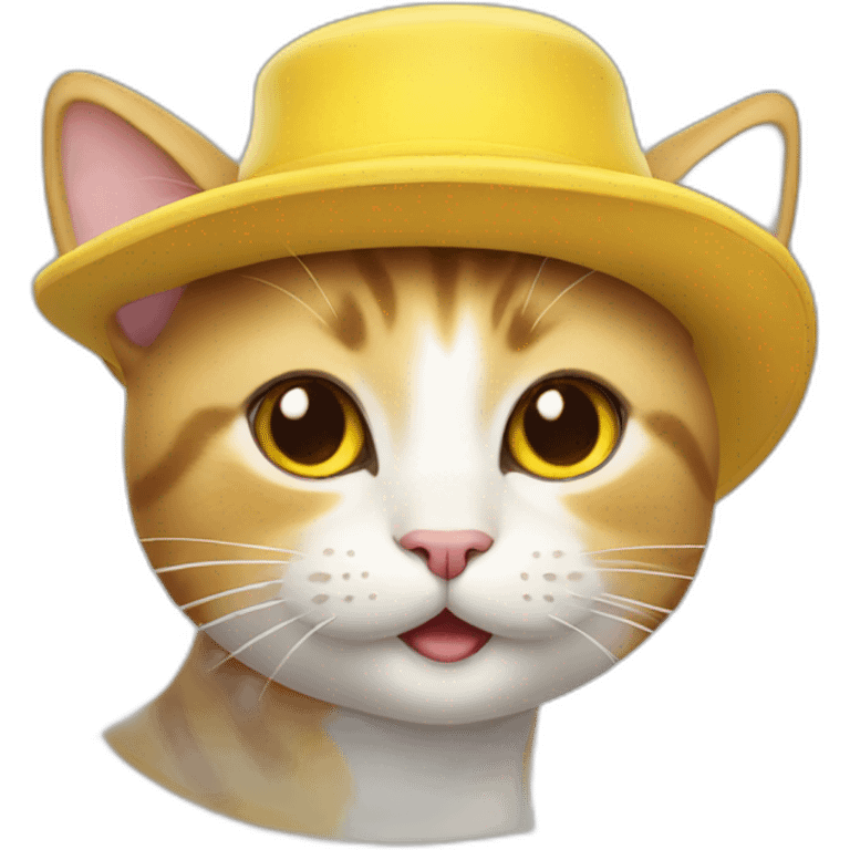 Happy cat with yellow hat emoji