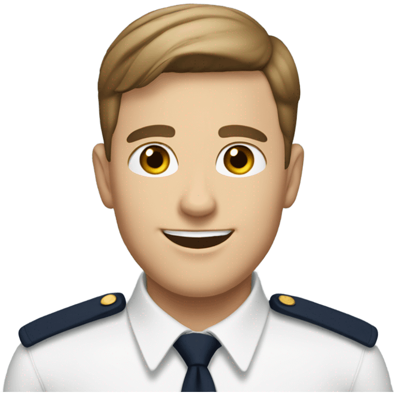 White man with short brown hair and a handsome smile in the Navy emoji