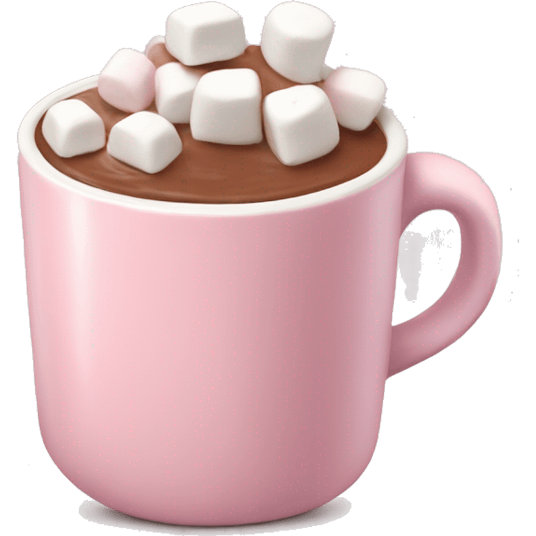 Light Pink mug of hot chocolate with marshmallows  emoji