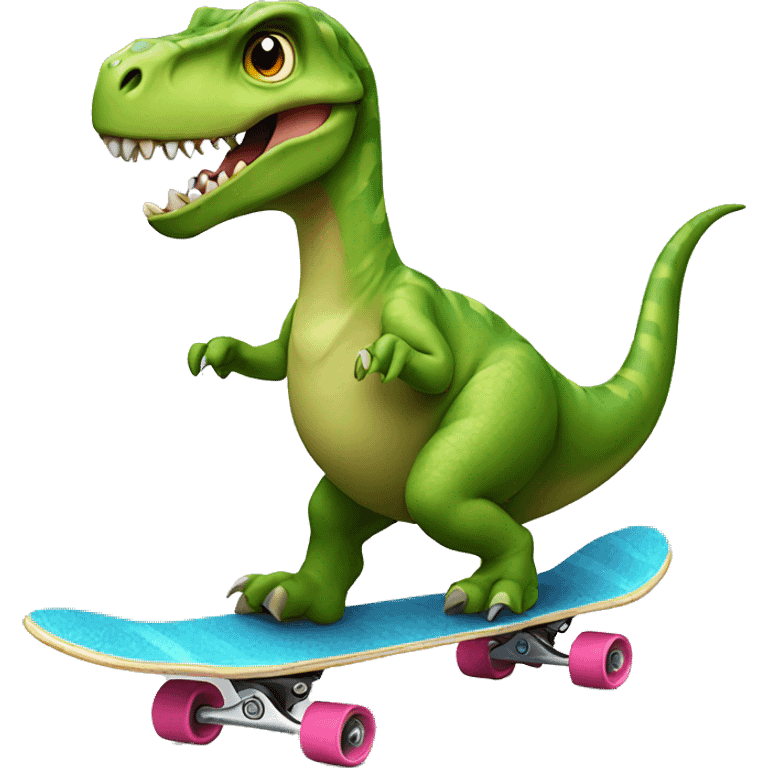 dinosaur riding a skateboard emoji