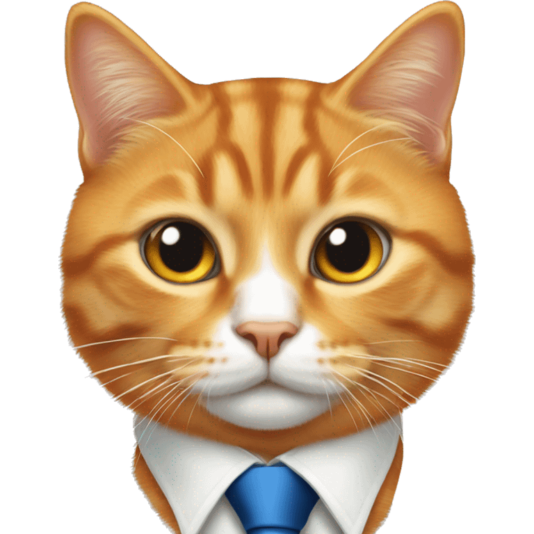 Orange tabby cat with blue tie emoji