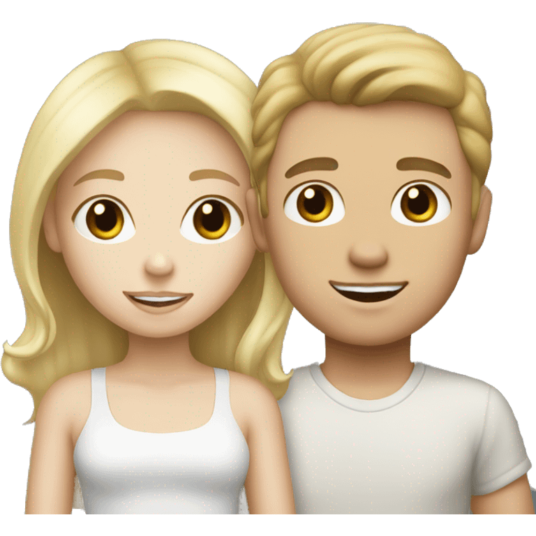 Blonde white girl and brunette white boy emoji