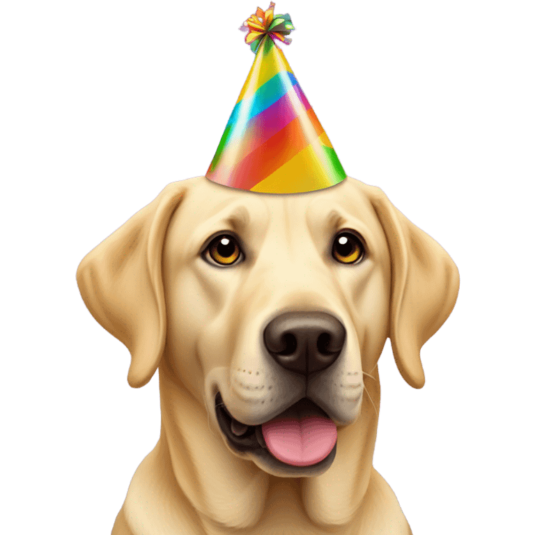 yellow labrador wearing a party hat emoji