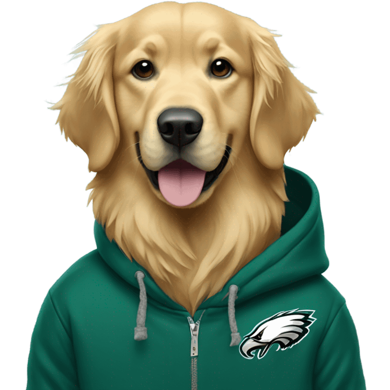 Golden retriever in eagles hoodie  emoji