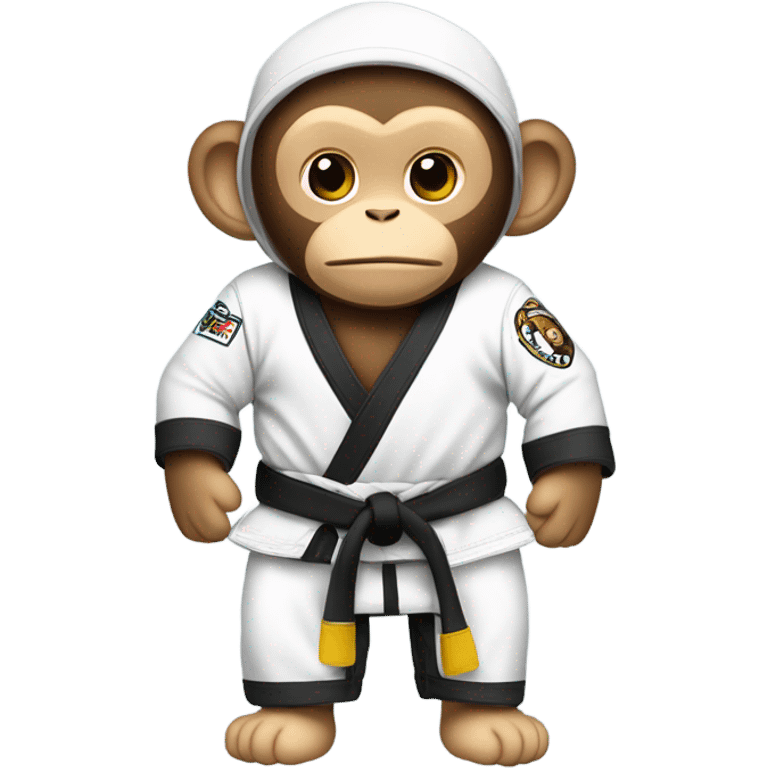 Cute monkey wearing jiujitsu clothing with back mount on another cute monkey also dressed in jiujitsu clothing emoji