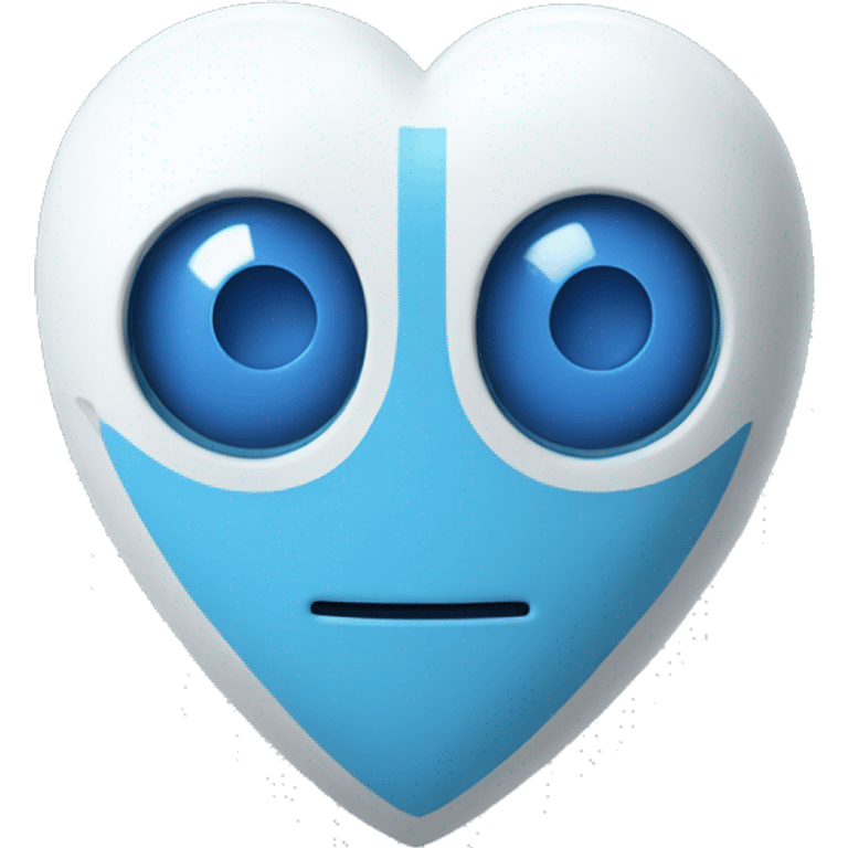 Blue and white robot heart emoji