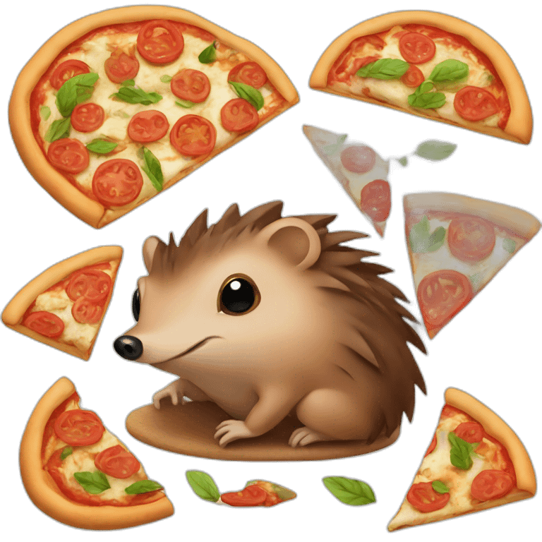 Brown hedgehog eat a vegan pizza emoji