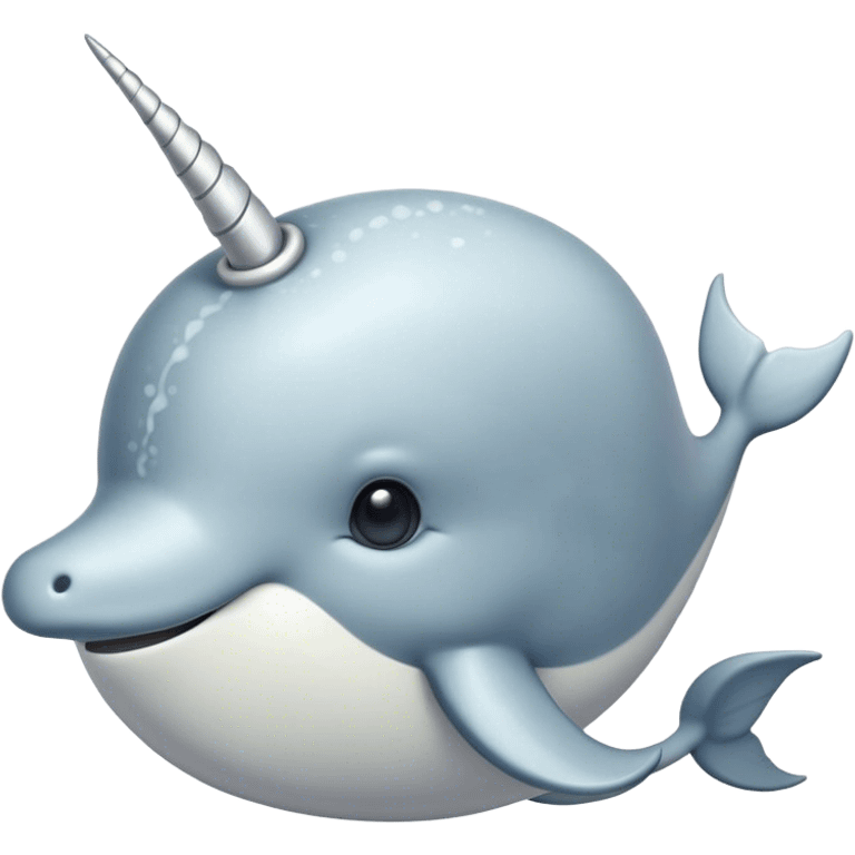 Cinematic Noble Narwhal Portrait Emoji, Poised and majestic, with a robust, streamlined body draped in mottled, silvery-gray skin, featuring a long, spiraled, ivory tusk and deep, thoughtful eyes that exude ancient oceanic wisdom, Simplified yet sharp and sophisticated features, highly detailed, glowing with a soft, ethereal arctic glow, high shine, intelligent and enigmatic, stylized with an air of mythical marine grandeur, focused and graceful, soft glowing outline, capturing the essence of a watchful and confident sea unicorn that appears ready to glide out of the screen with timeless authority! emoji