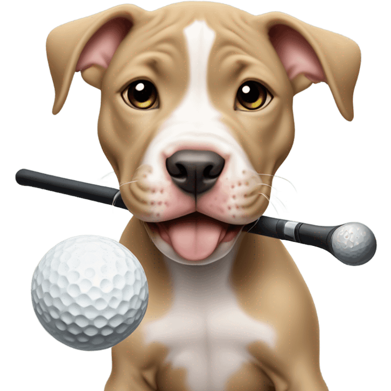 Cute all tan pitbull puppy golfing emoji