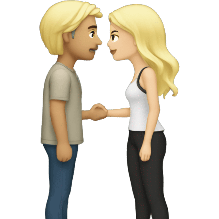 romantic outdoor couple kiss,, he has Black Hair, she has blonde Hair emoji