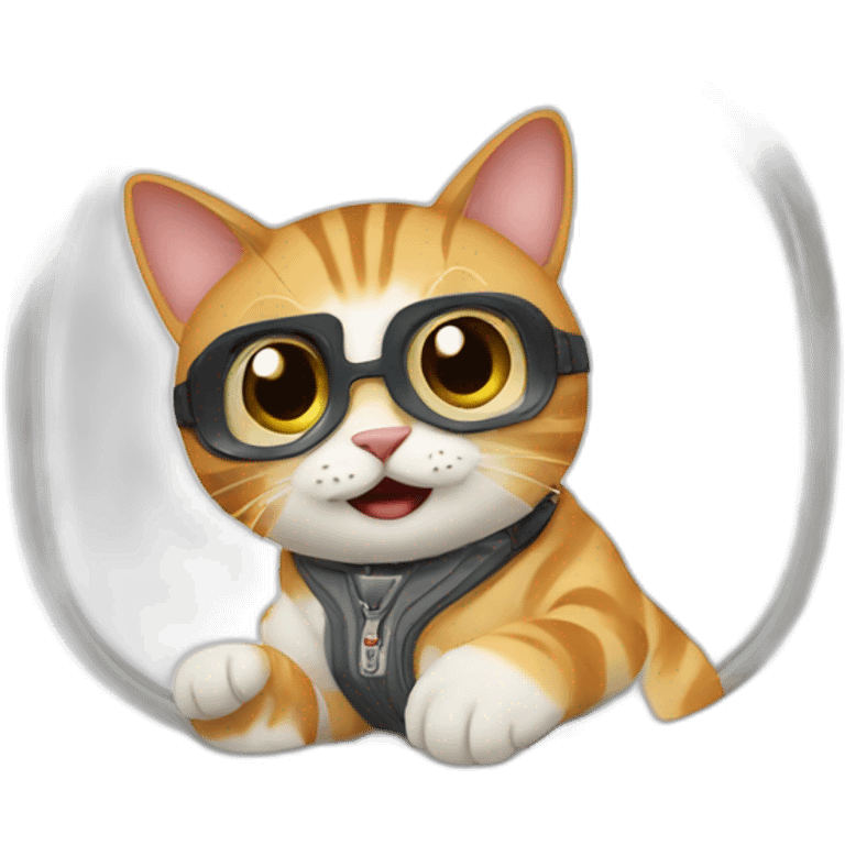 Funny cat in airplane emoji