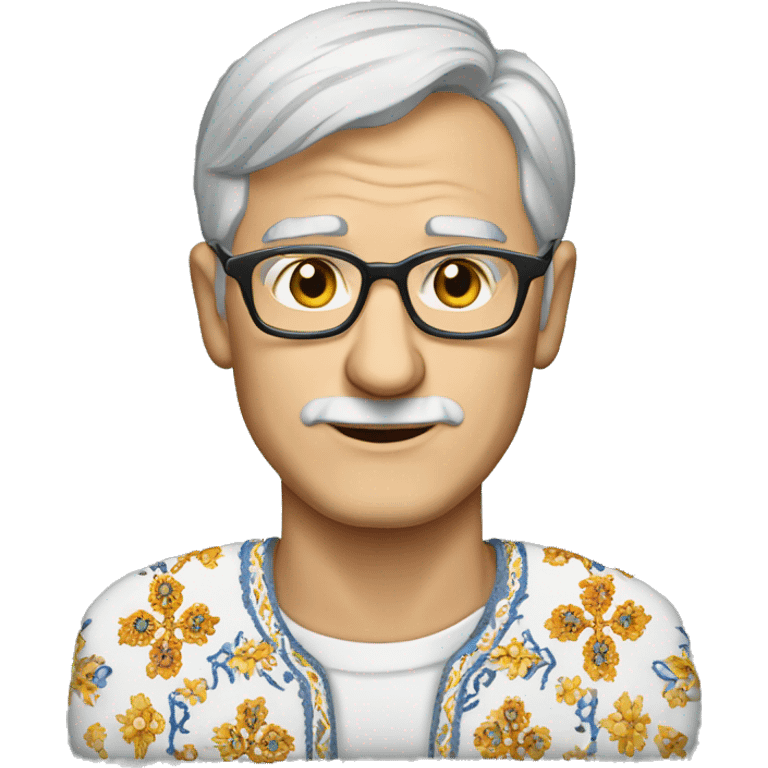 a European gray-haired man in a Ukrainian embroidered shirt, wearing glasses emoji