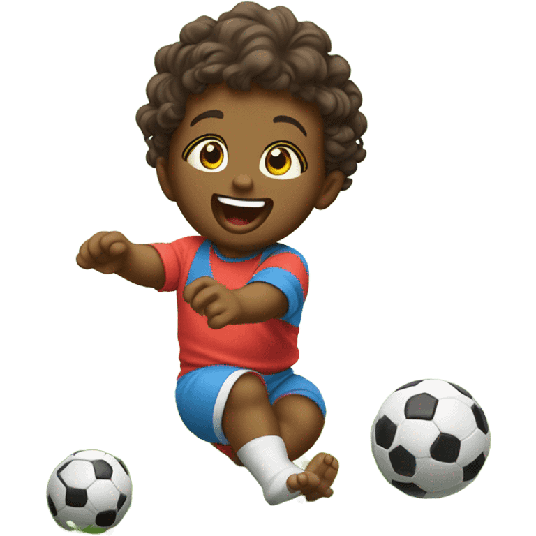 Baby playing soccer emoji