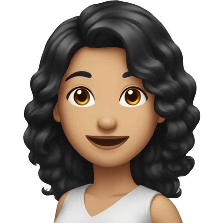 Happy woman with black hairs emoji