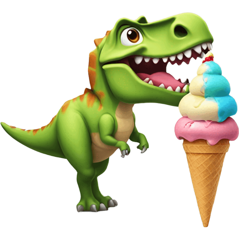 Dino eating ice cream emoji