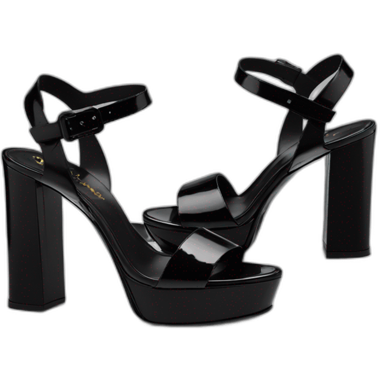 Ysl TRIBUTE PLATFORM SANDAL black PATENT LEATHER emoji