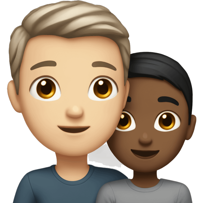 White Girl with Short Black Hair and boy with light Brown Short Hair hugging emoji