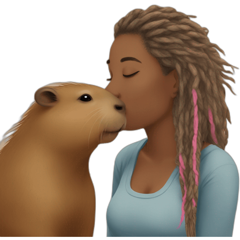 Capybara giving a kiss to a colored women with dreadlocks emoji